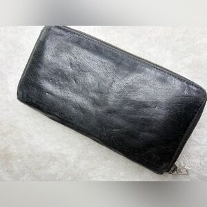 Balenciaga Black Leather Zip Wallet